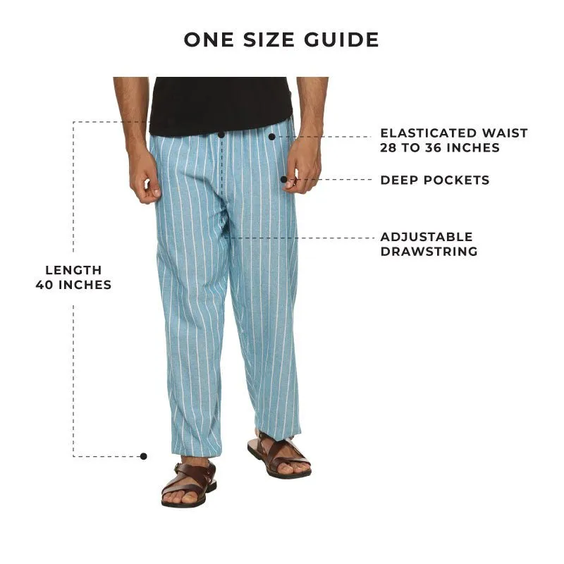 Men's Lounge Pants | Blue Stripes | Fits Waist Size 28" to 36"