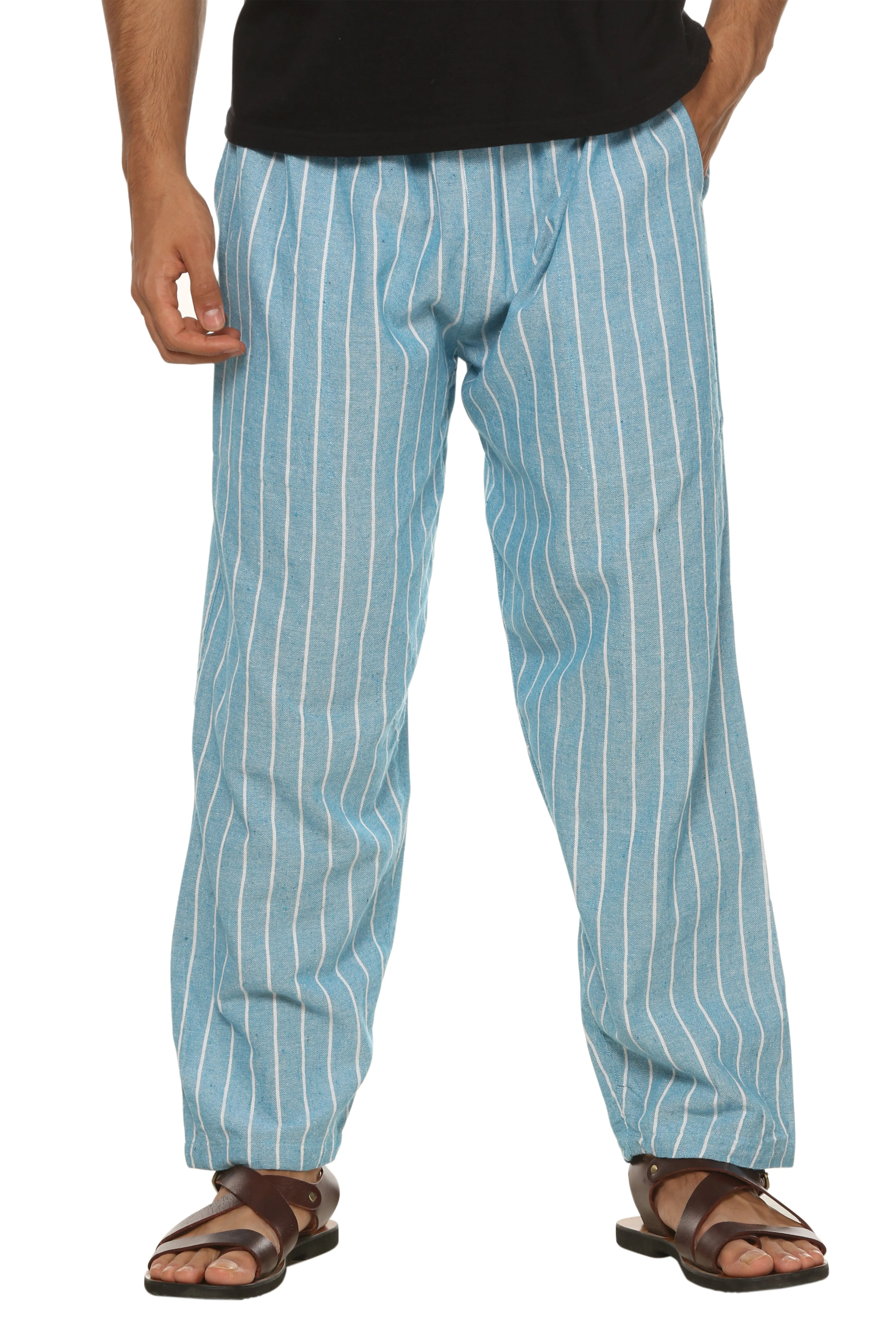 Men's Lounge Pants | Blue Stripes | Fits Waist Size 28" to 36"