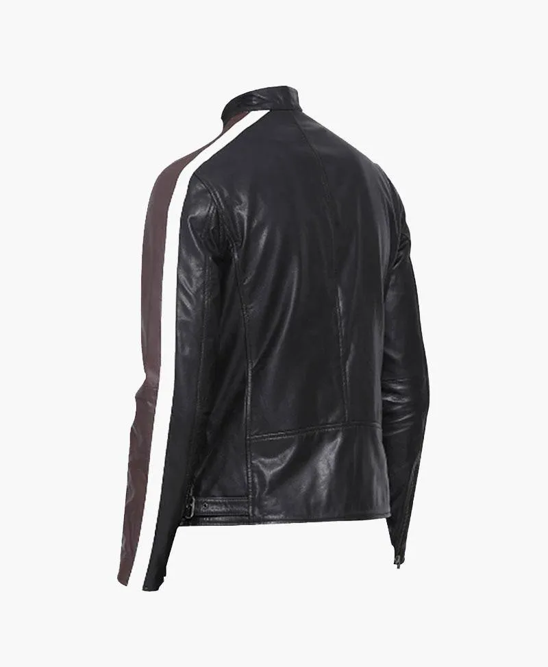 Men's Multicolor Goat Leather Fashion Biker Jacket