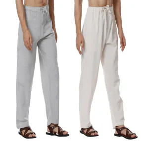 Men's Pyjama Pack of 2 | Cream & Melange Grey | Fits Waist Sizes 28" to 36"