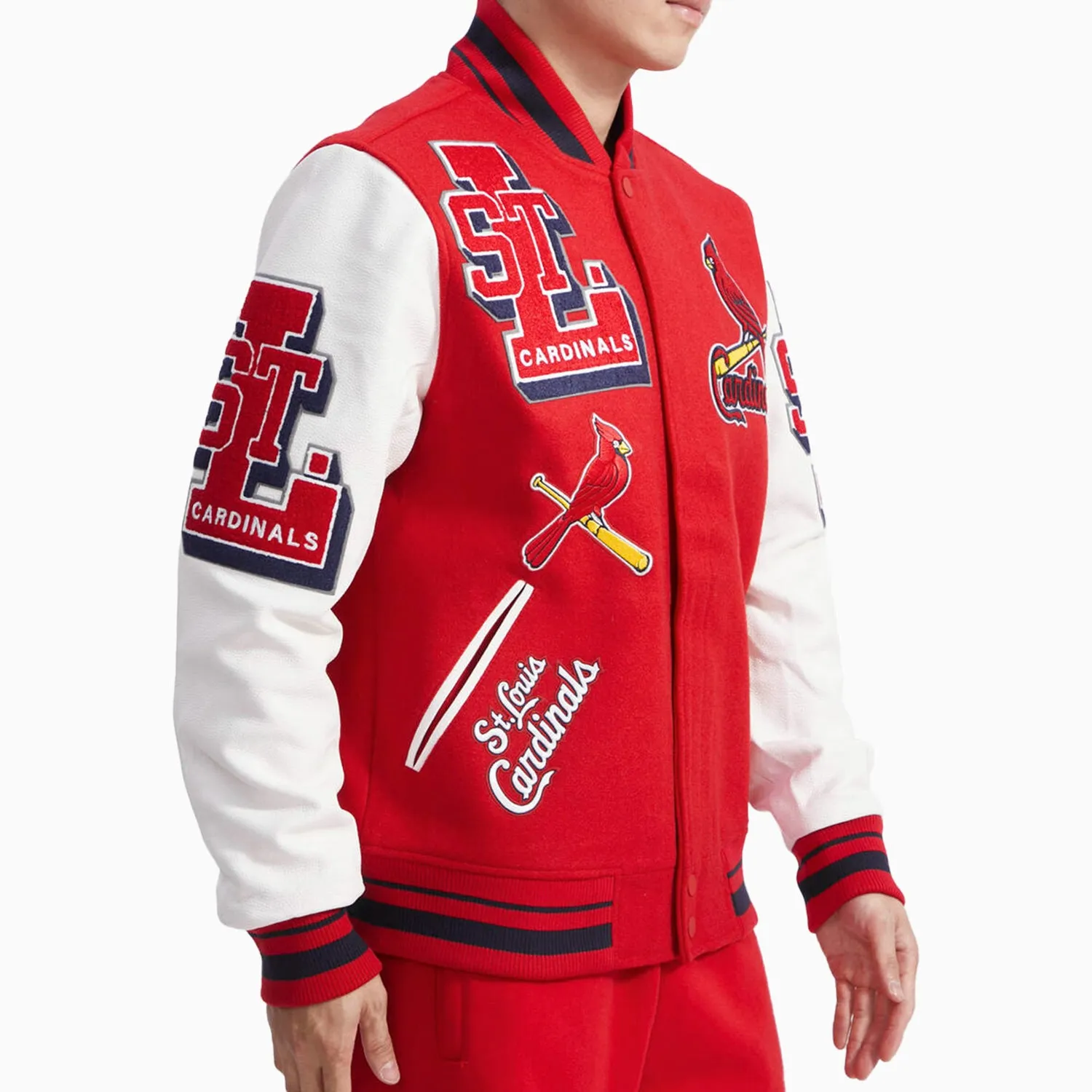 Men's St. Louis Cardinals MLB Mash Up Rib Wool Varsity Jacket