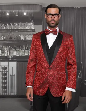 Mens Swirl Paisley Tuxedo in Red & Black