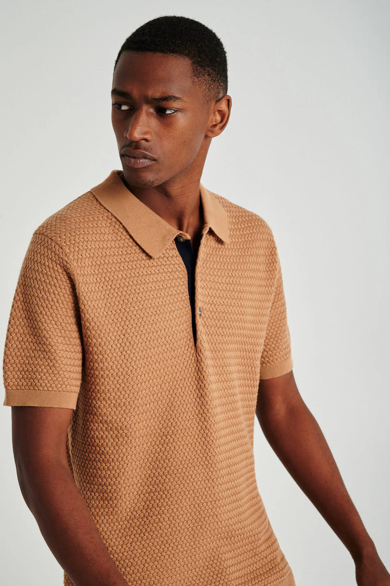 Men'short sleeve organic cotton polo sweater