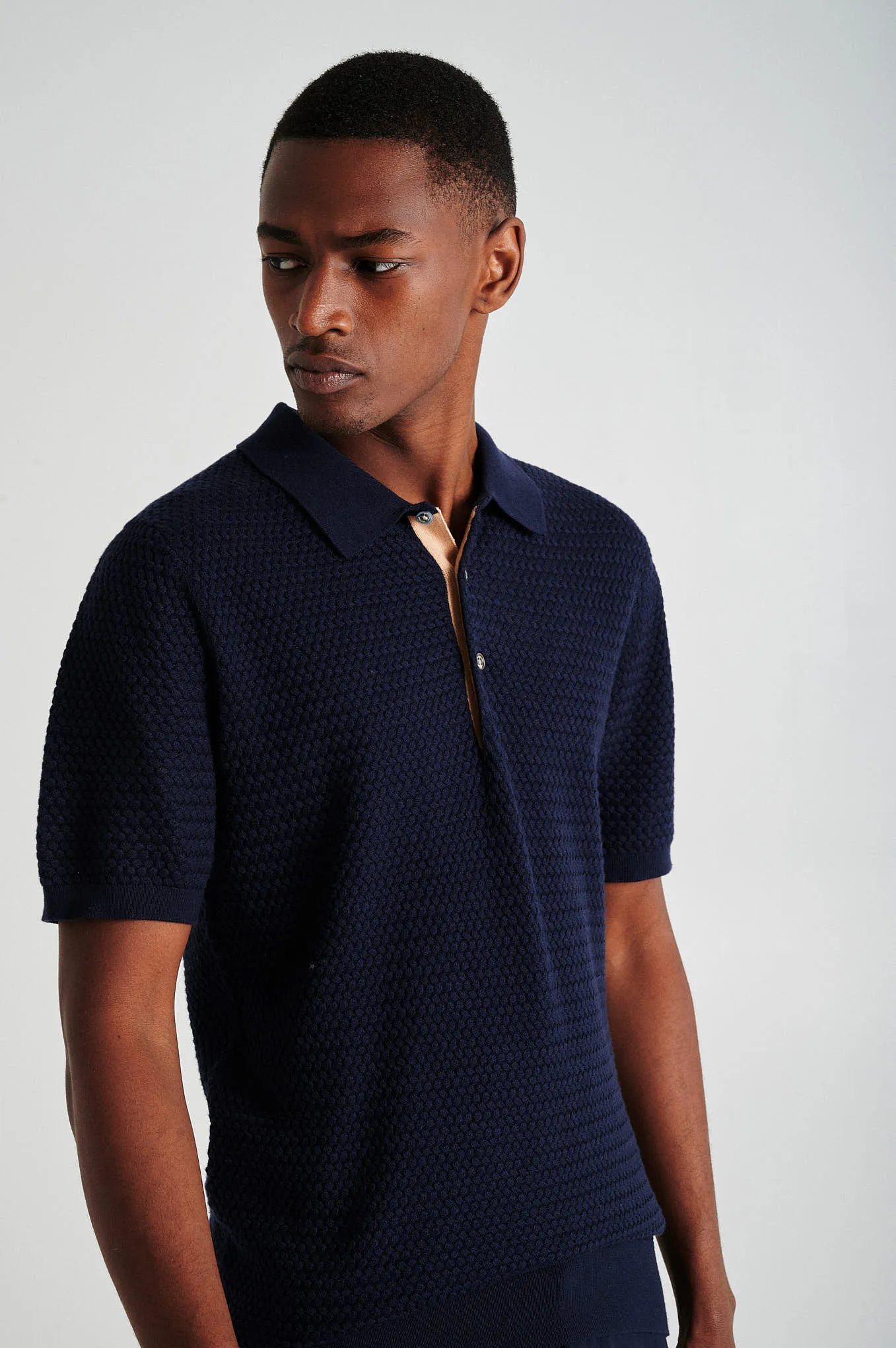 Men'short sleeve organic cotton polo sweater