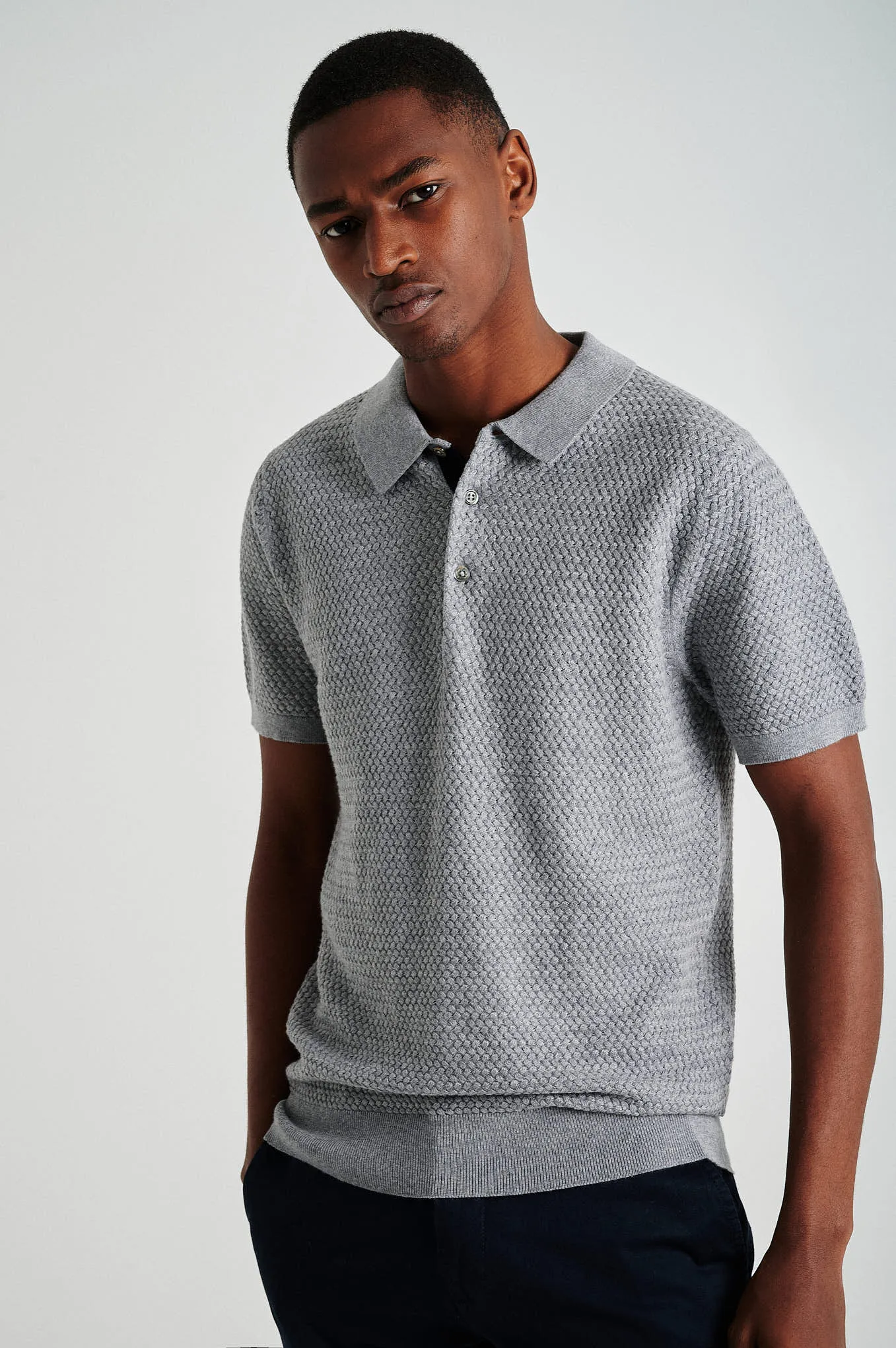 Men'short sleeve organic cotton polo sweater