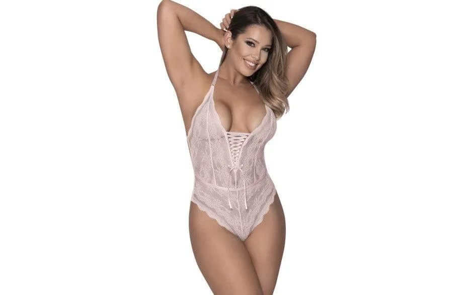 Mesh and Lace Teddy Blush