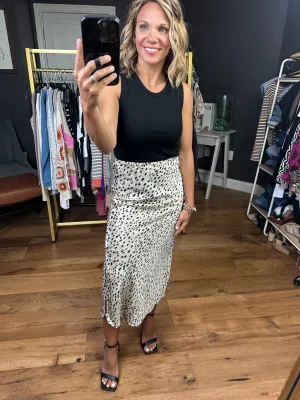 Modern Elegance Animal Print Skirt - Taupe/Black