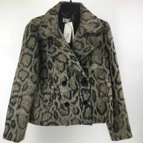 Molly Bracken Size M Beige/Black NWT Faux Fur Animal Print Coat