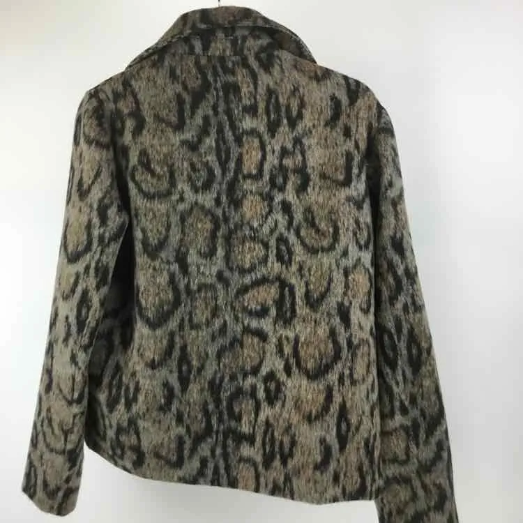 Molly Bracken Size M Beige/Black NWT Faux Fur Animal Print Coat