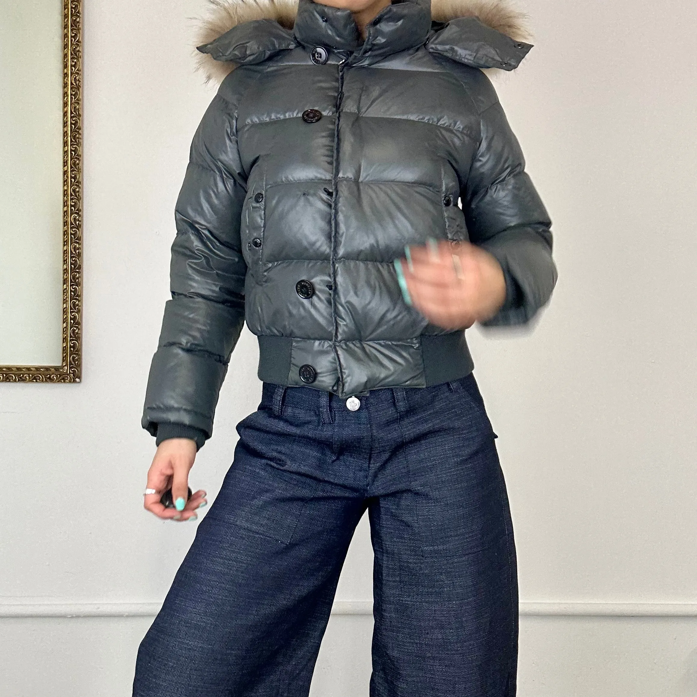 moncler vintage grey puffer coat