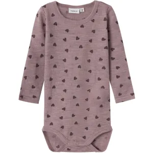 Name It Purple Dove Wang Wool Rib Bodysuit Ls AOP