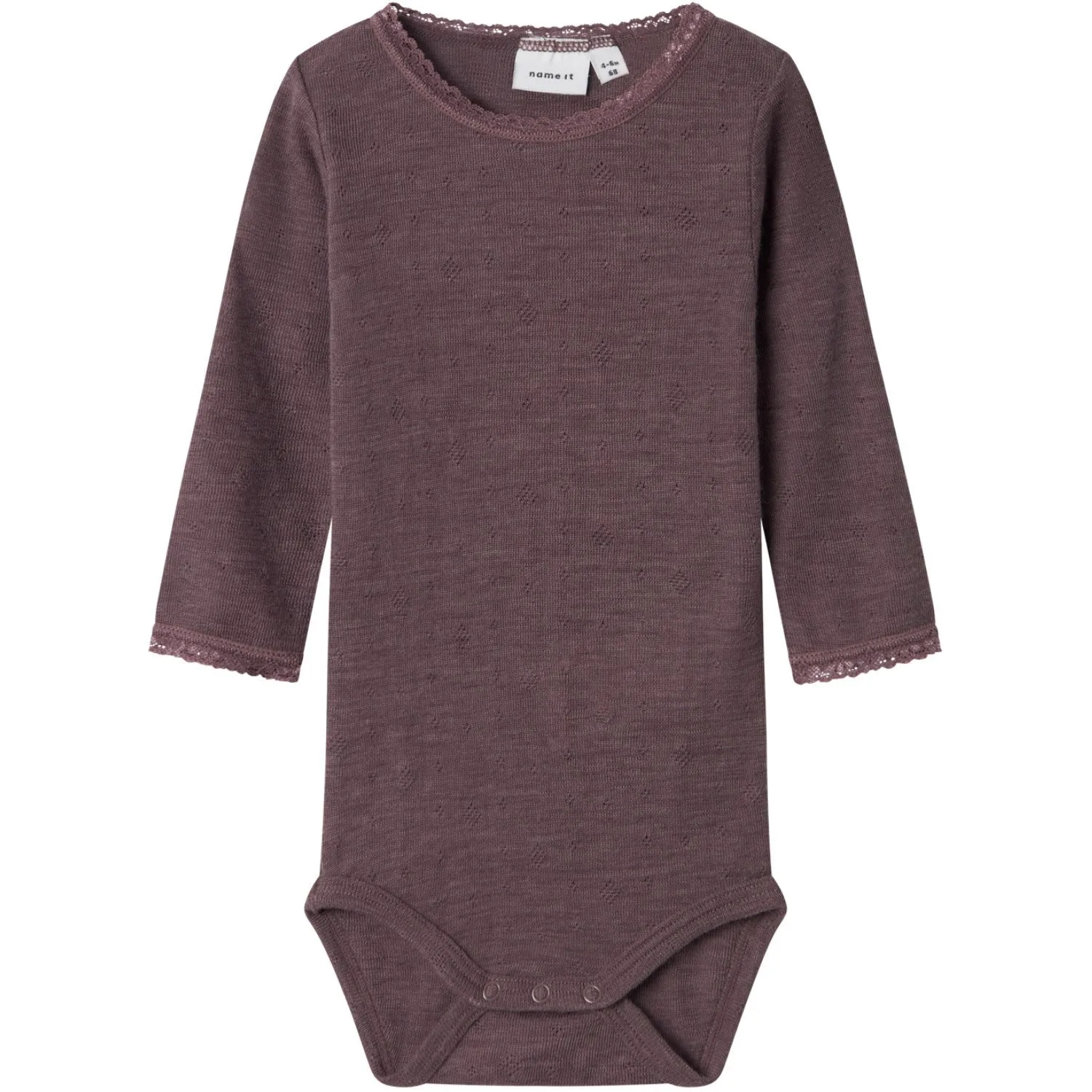 Name It Sparrow Wang Wool Needle Bodysuit Ls Solid Noos