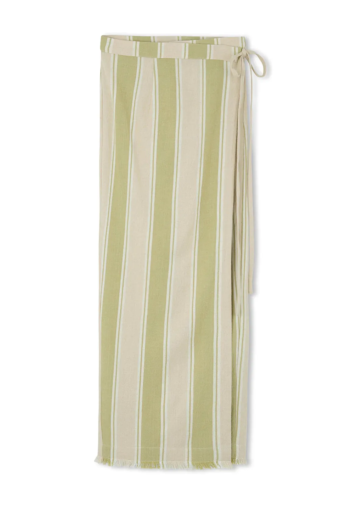 OLIVE STRIPE ORGANIC COTTON WRAP SKIRT - OLIVE STRIPE