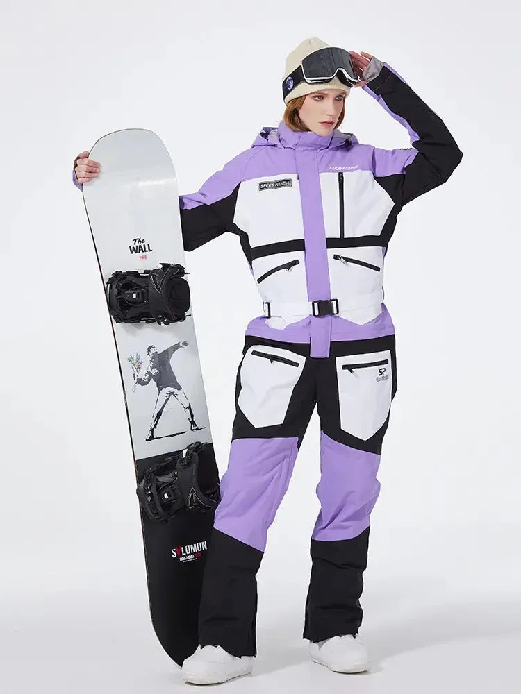 One-piece Ski Suit for Men & Women Patchwork Snowwear