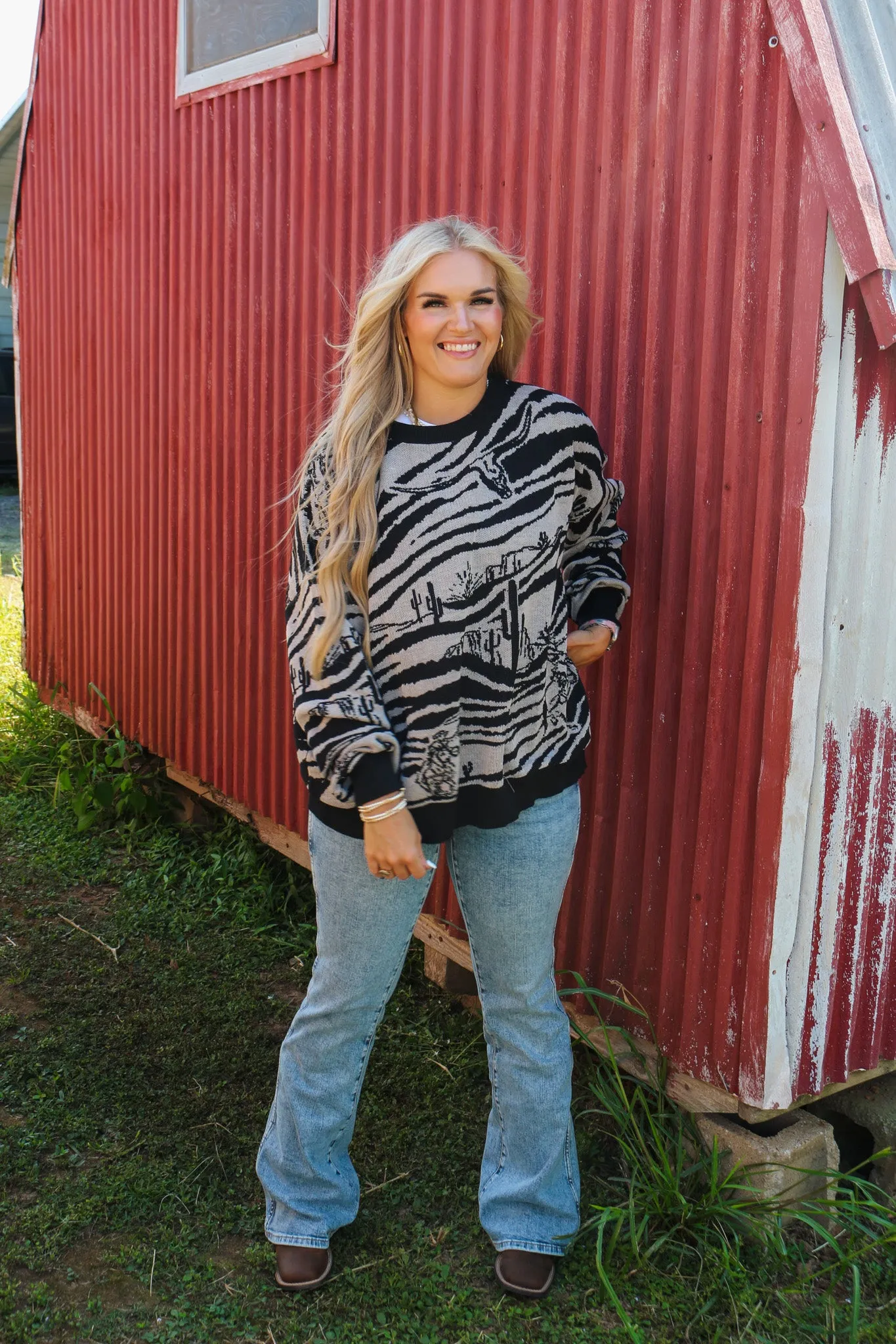 One Tame At A Time Wild Zebra Black Sweater