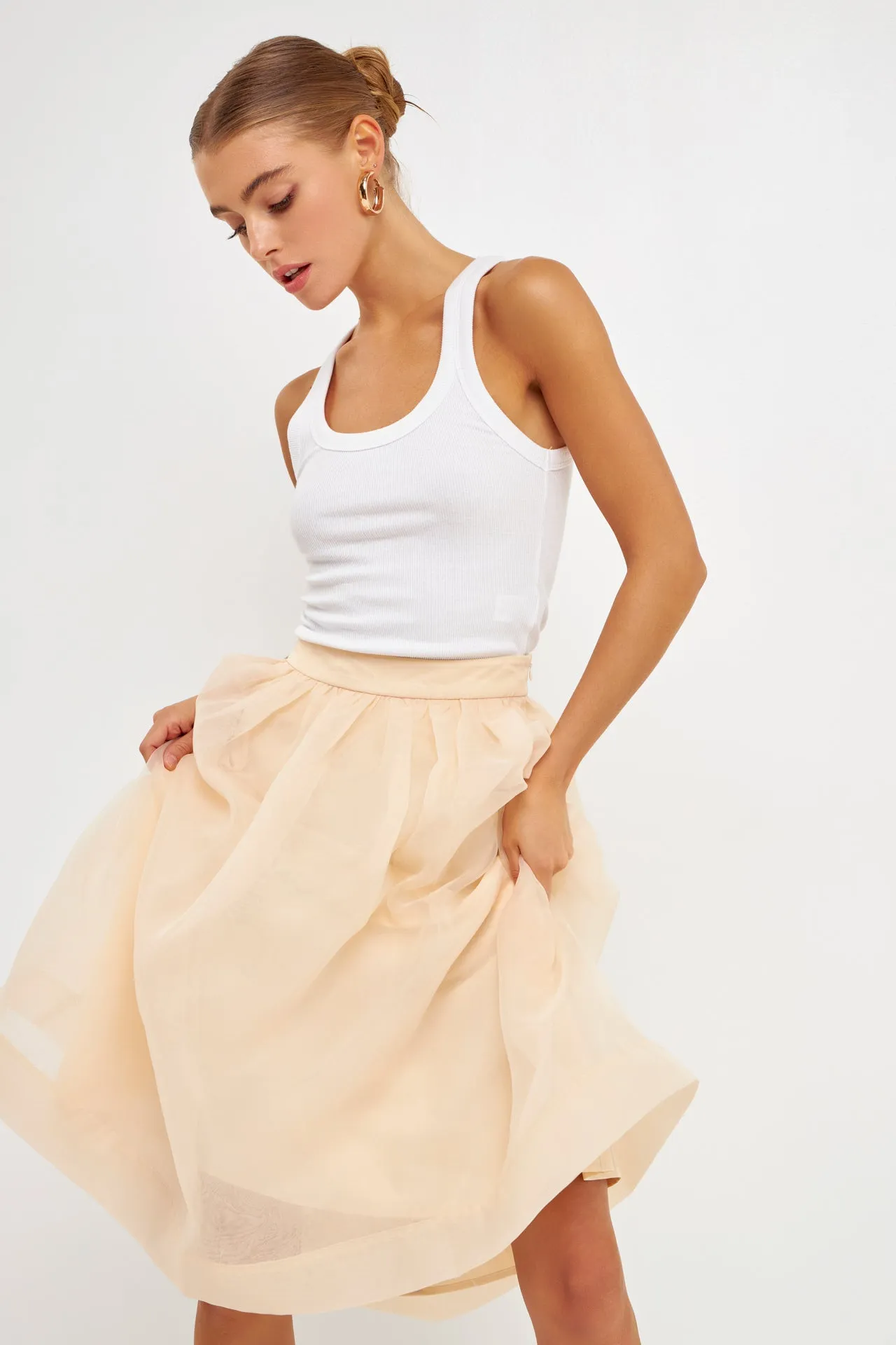 Organza A Line Midi Skirt