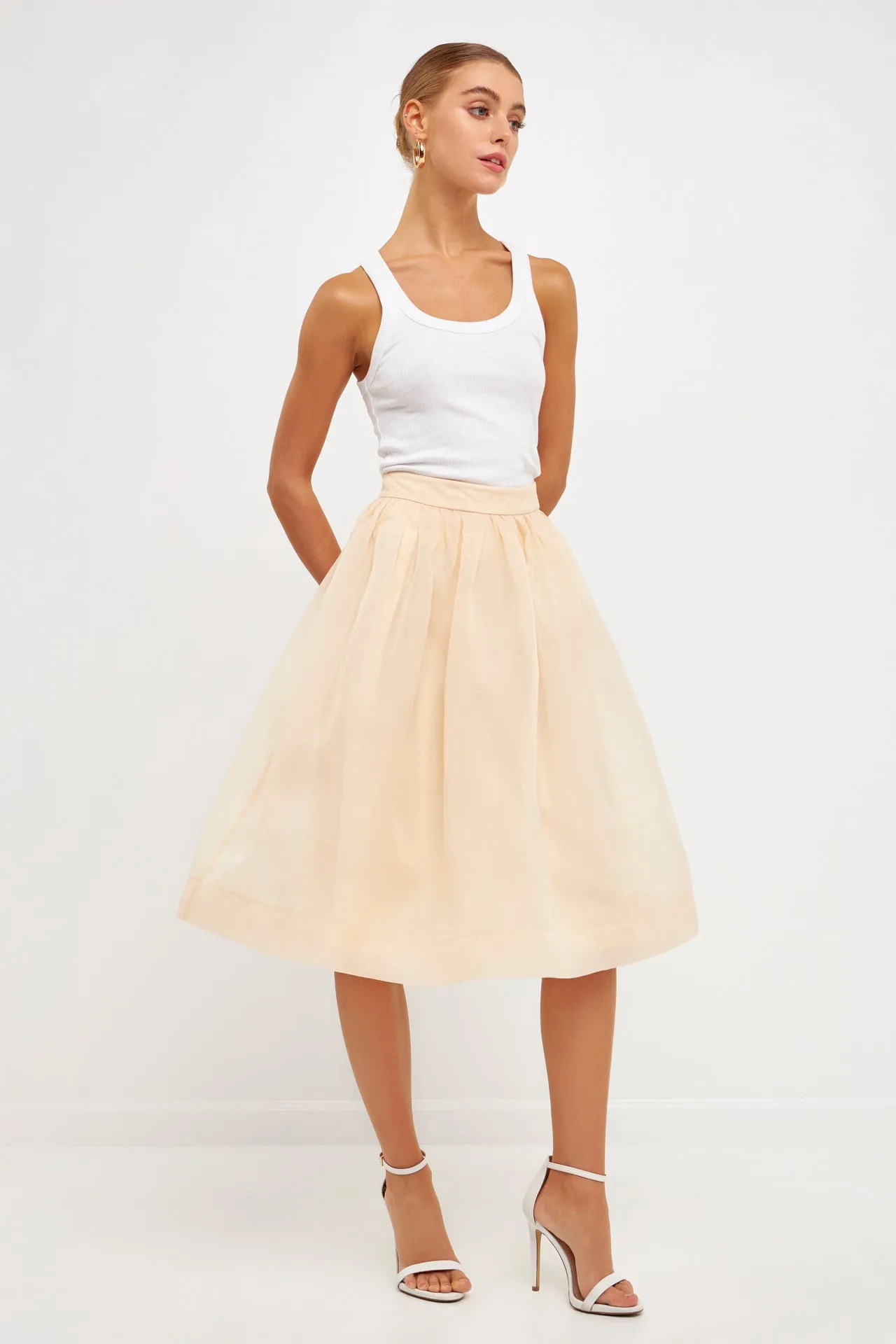 Organza A Line Midi Skirt