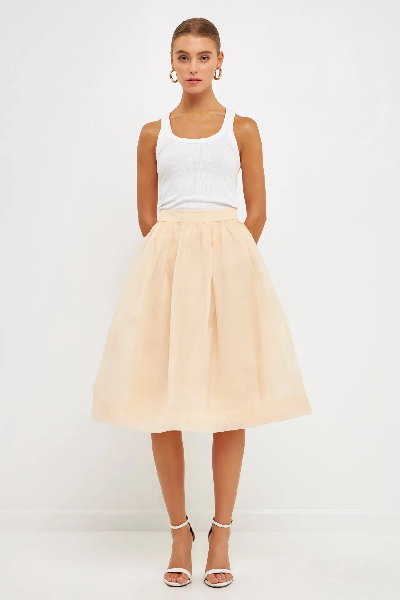 Organza A Line Midi Skirt