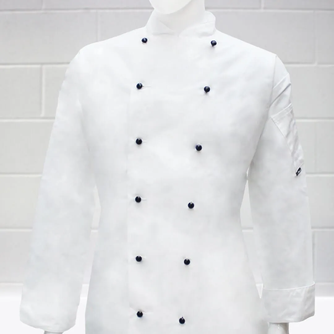 Pegasus Chefwear Executive White Long Sleeve Chef Jacket with Black Buttons