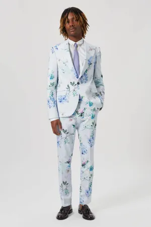 Pickhurst Skinny Fit Blue Floral Cotton Suit