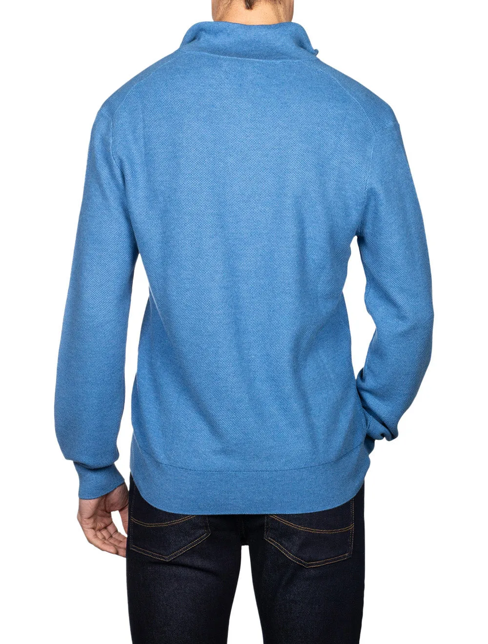 Pima Texture Half Zip Pullover Blue