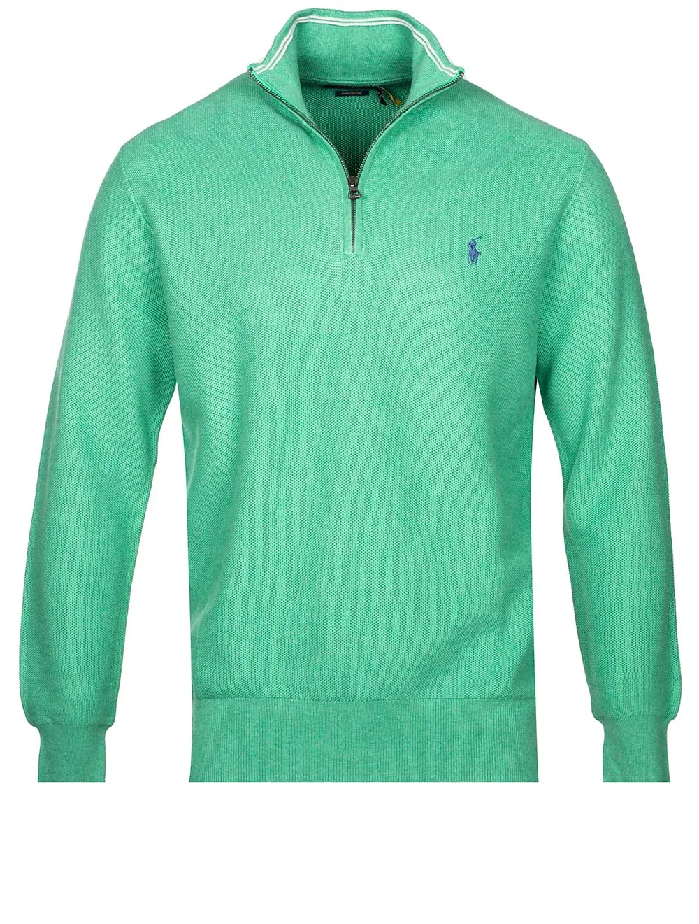 Pima Texture Half Zip Pullover Green