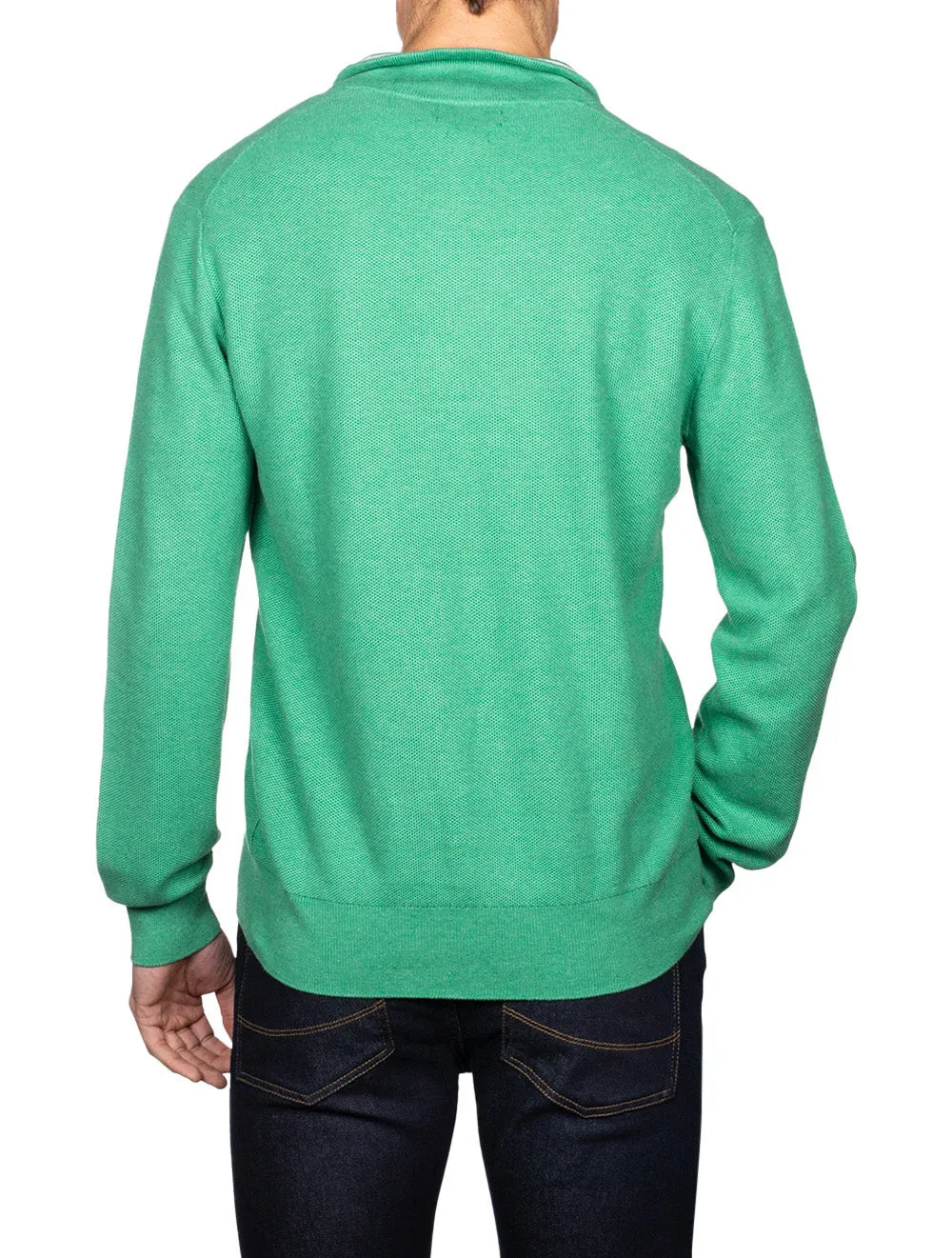 Pima Texture Half Zip Pullover Green