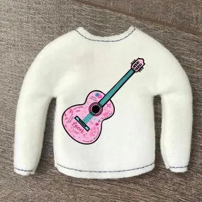 Pink Lover Guitar sweater for 12" doll