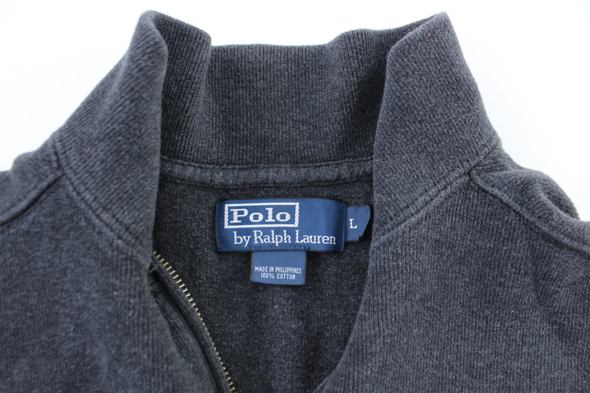 Polo by Ralph Lauren Embroidered Logo Grey Zip Up Sweater