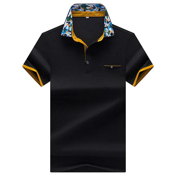 Polo Shirt Printed Collar Short Sleeve Casual Tops Mens Summer Breathable