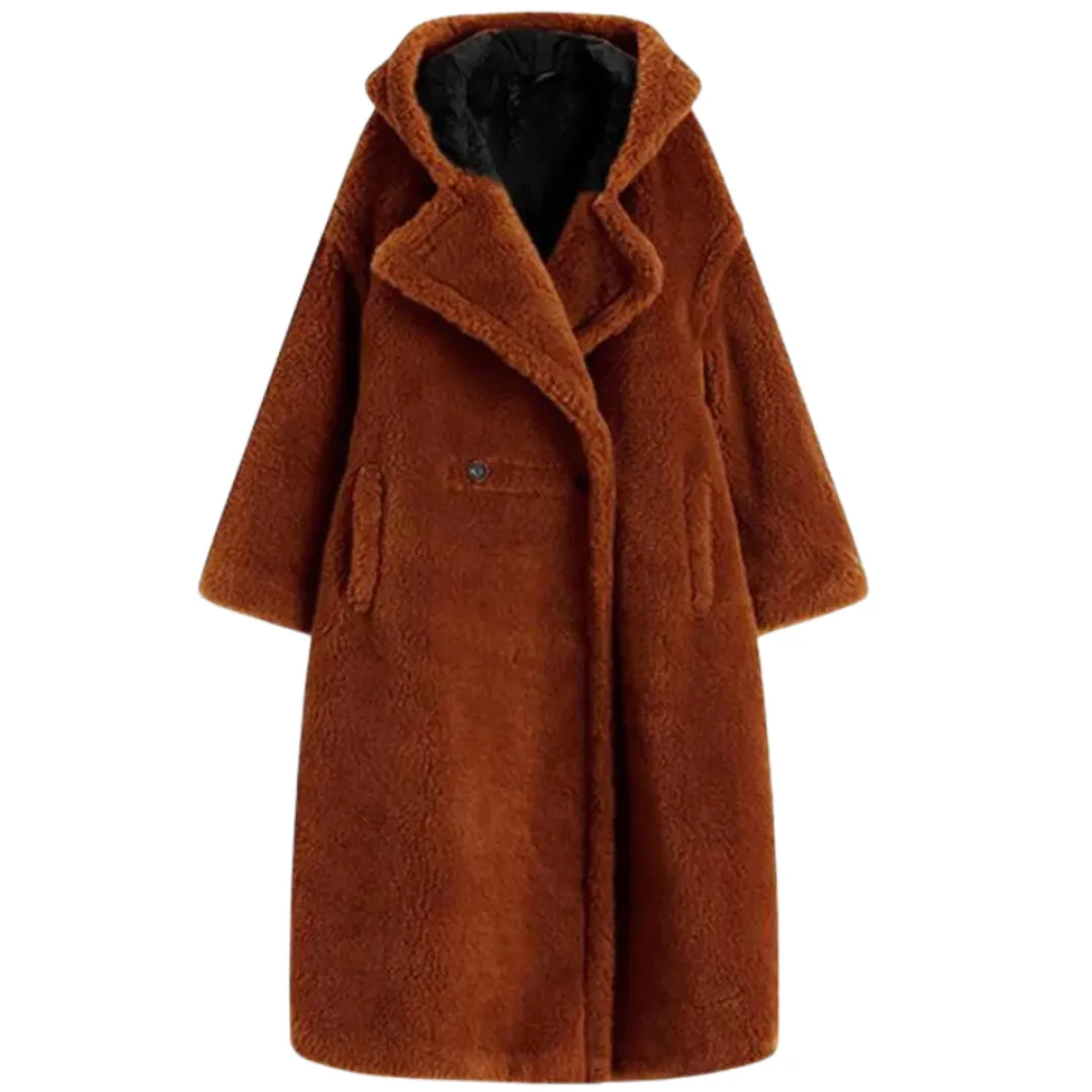 Pre Order:  Casual Faux Fur Oversized Hooded Coat