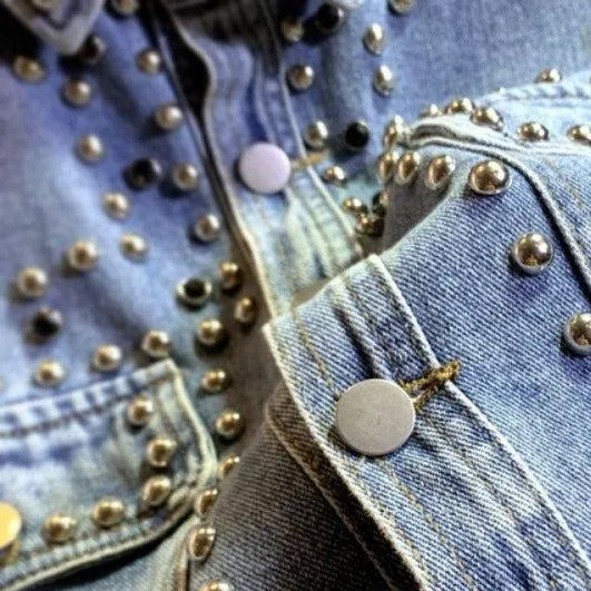 Pre Order:  Casual Rivet Ripped Denim Jacket