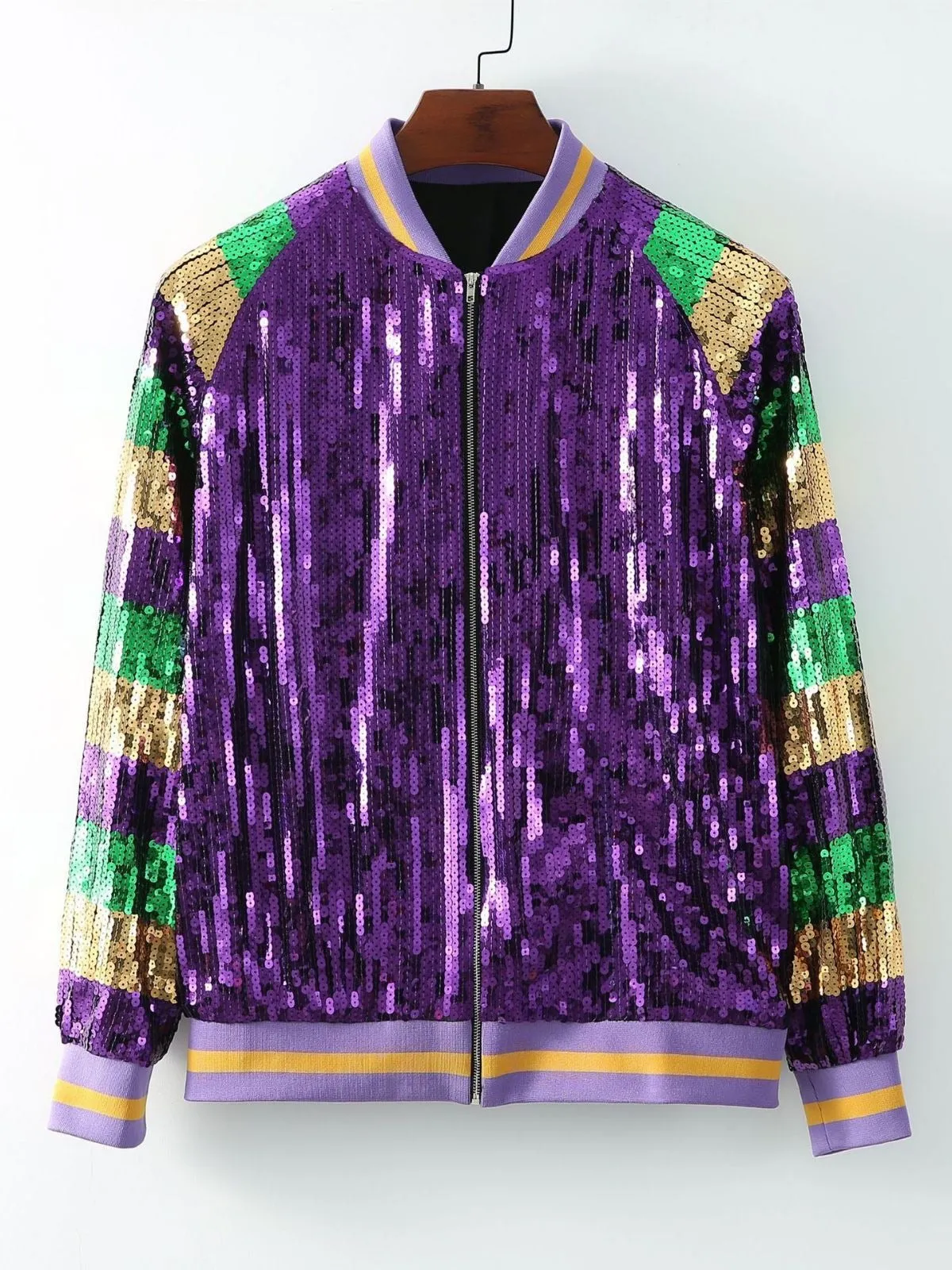 Pre Order:  Purple Sequin Baseball Jacket