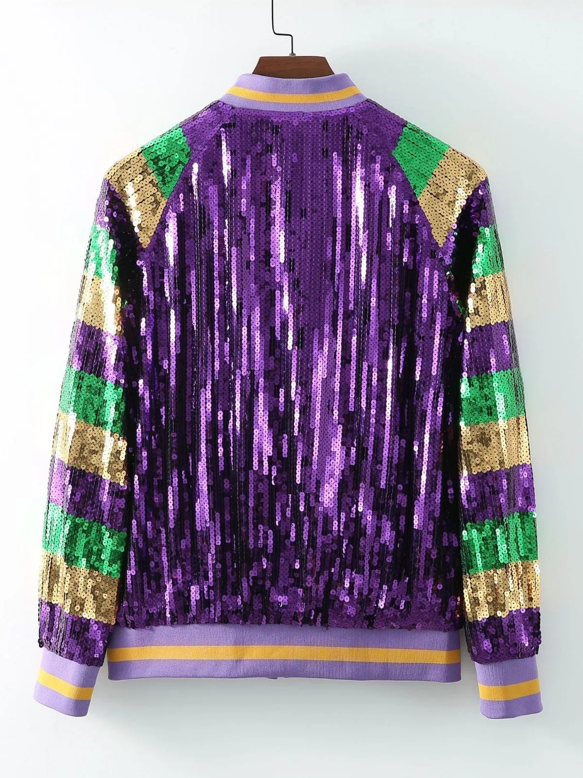 Pre Order:  Purple Sequin Baseball Jacket