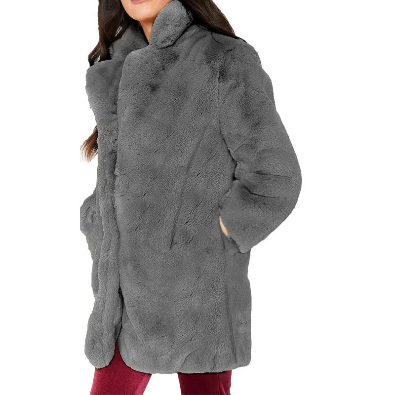 Rabbit fur faux fur coat