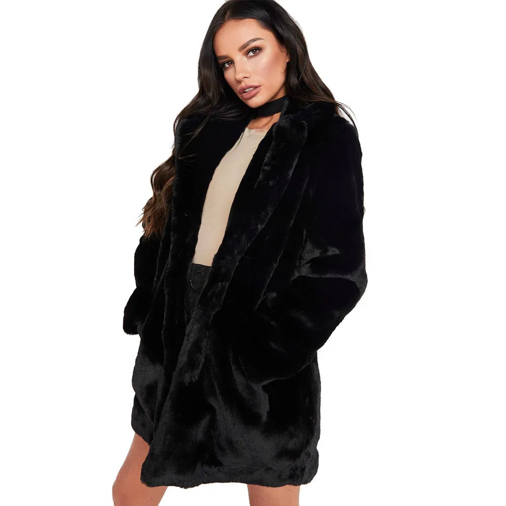 Rabbit fur faux fur coat