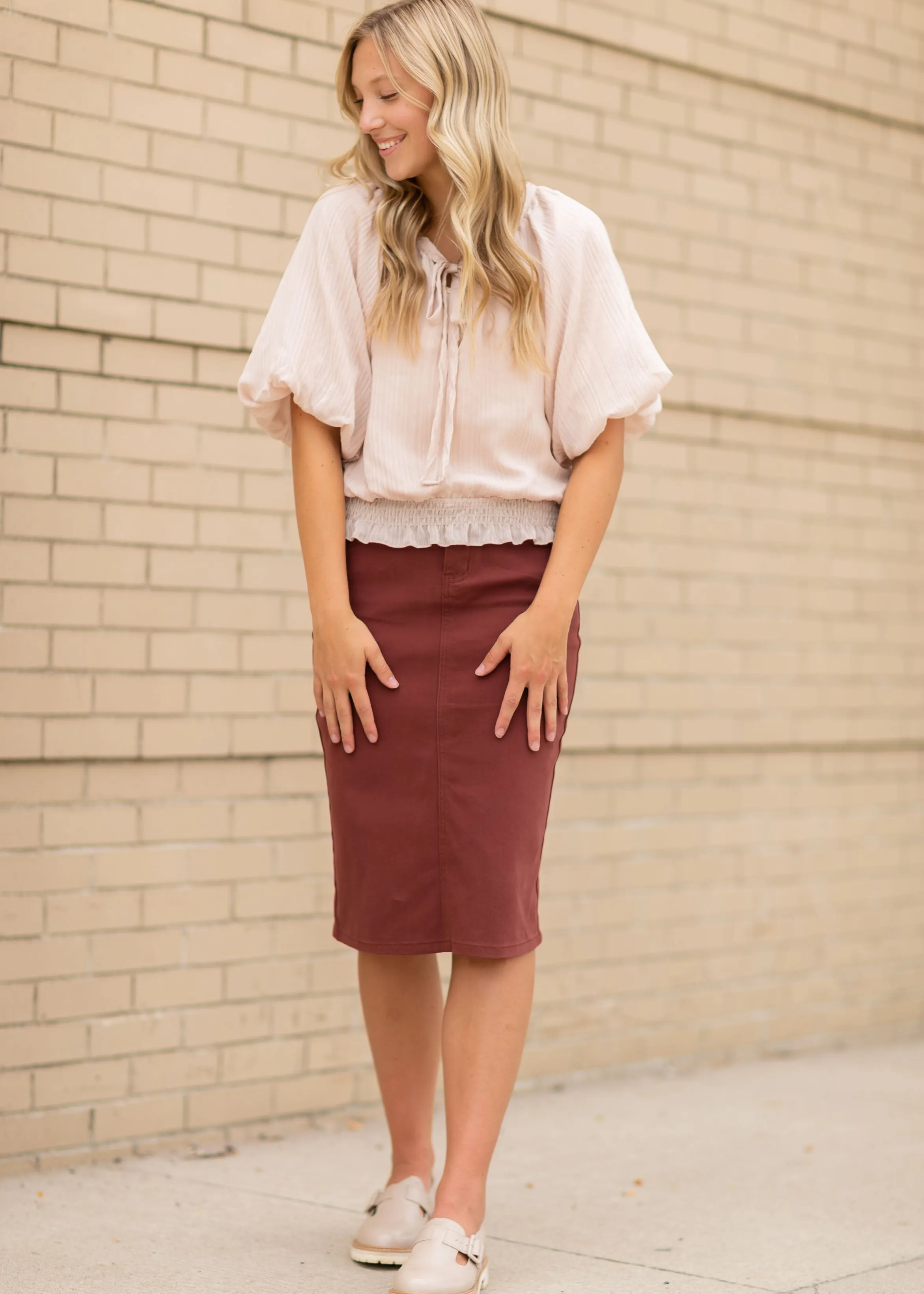 Remi Rosewood Denim Midi Skirt - FINAL SALE