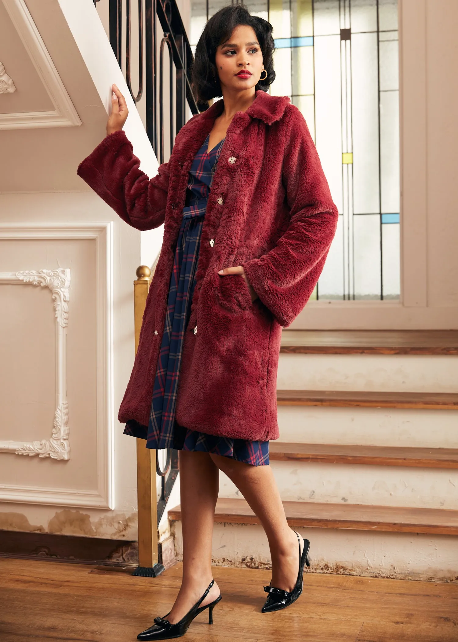 Retro Glam Swing Fur Coat