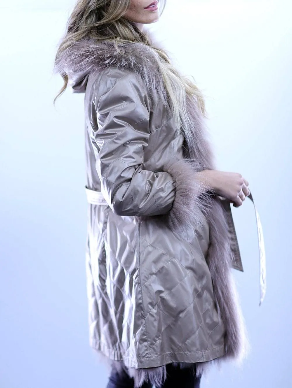 Reversible Fur Coat - Camel