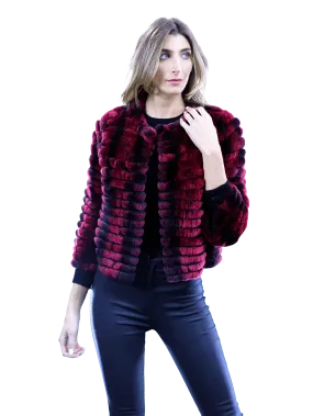 Rex Rabbit Fur Coat - Wine