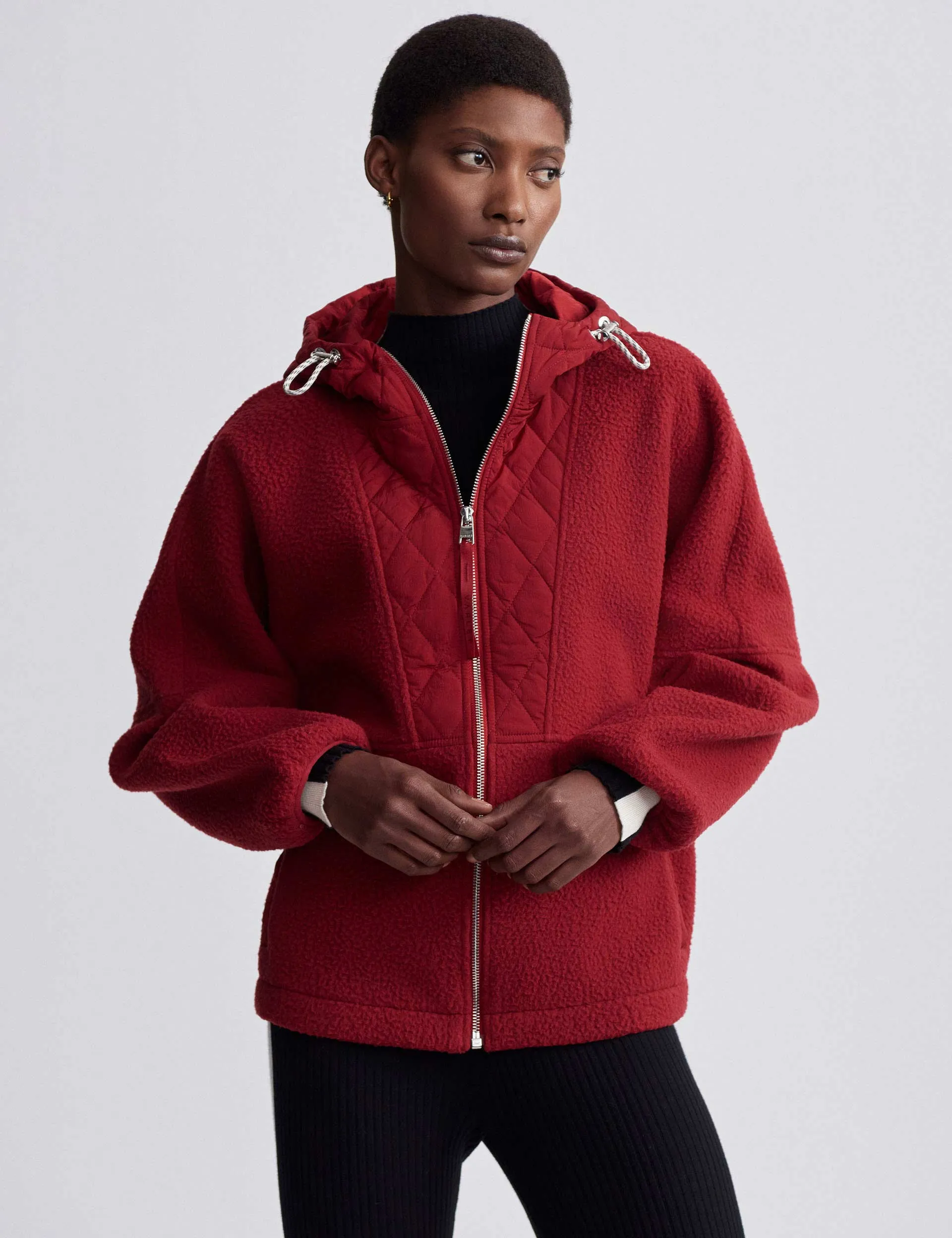 Richfield Quilt Fleece Jacket - Red Dahlia