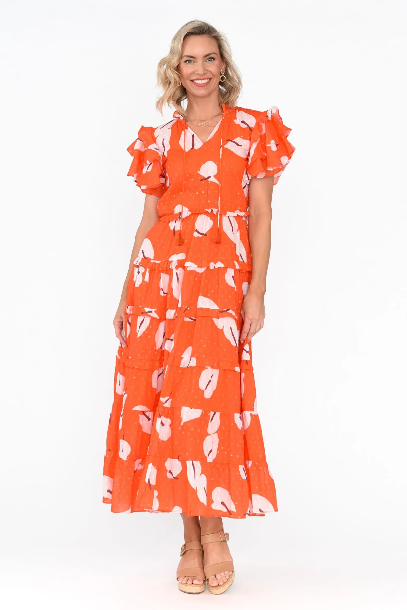 Sana Sunset Petals Cotton Frill Dress