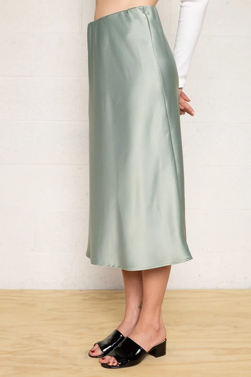 Sarah Satin Midi Skirt - Plus Size