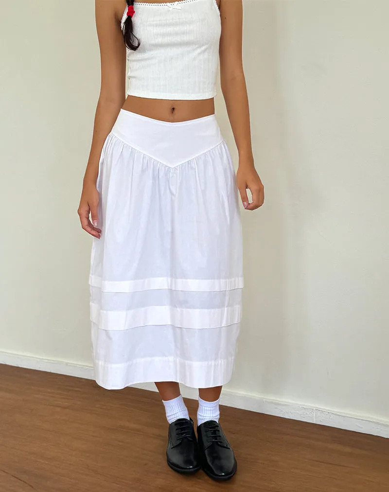 Sarayu Midi Skirt in Poplin White