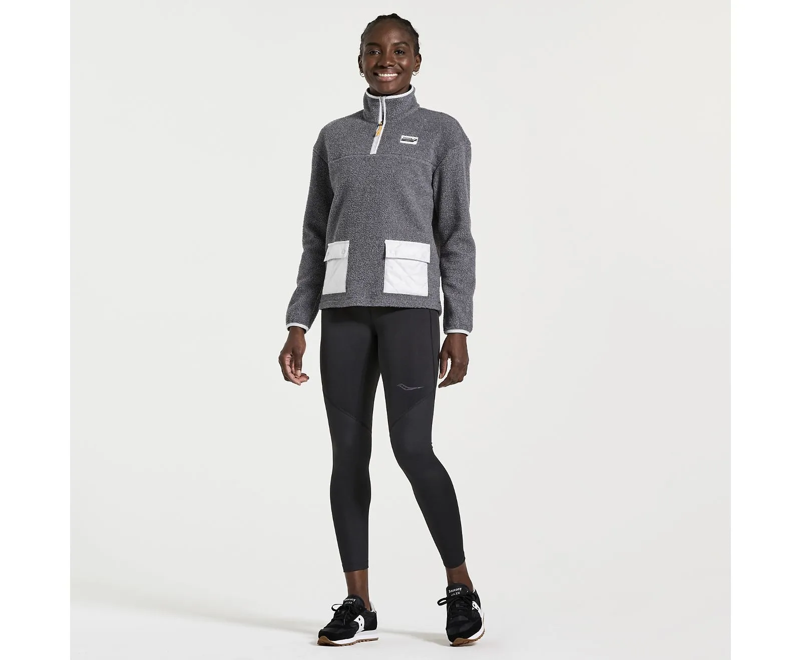 Saucony | Rested Sherpa 1/4 Zip | Women's | Black Heather