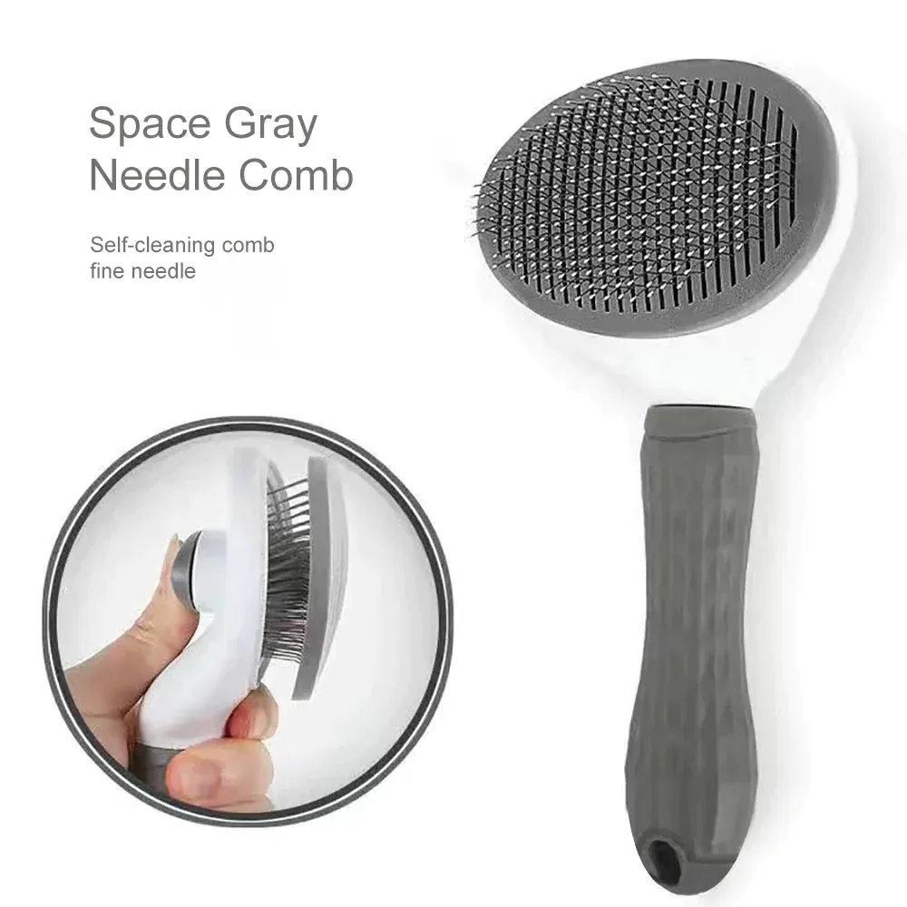 Self-Cleaning Steel-Tooth Grooming Brush