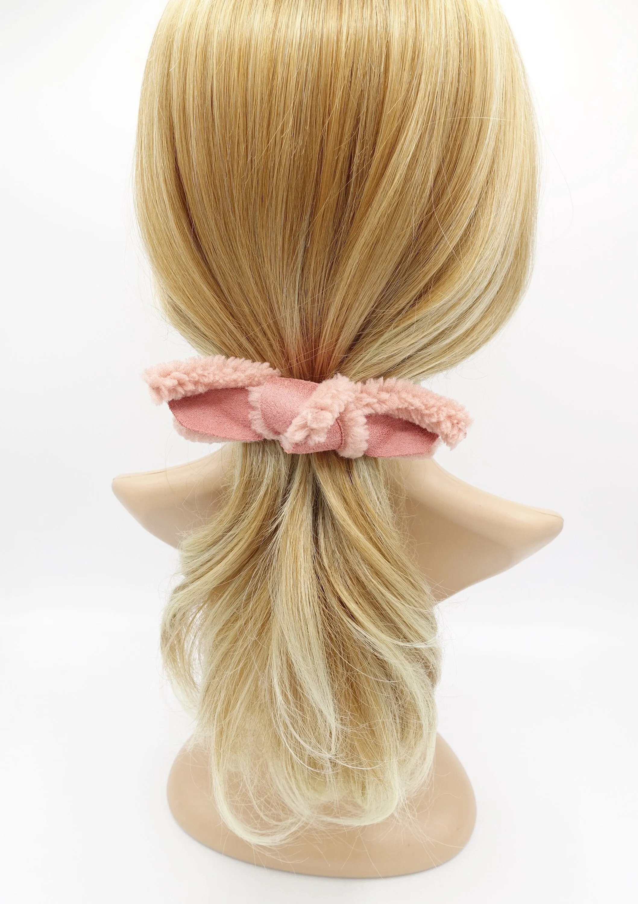 sherpa hair bow leather teddy hair bow for women