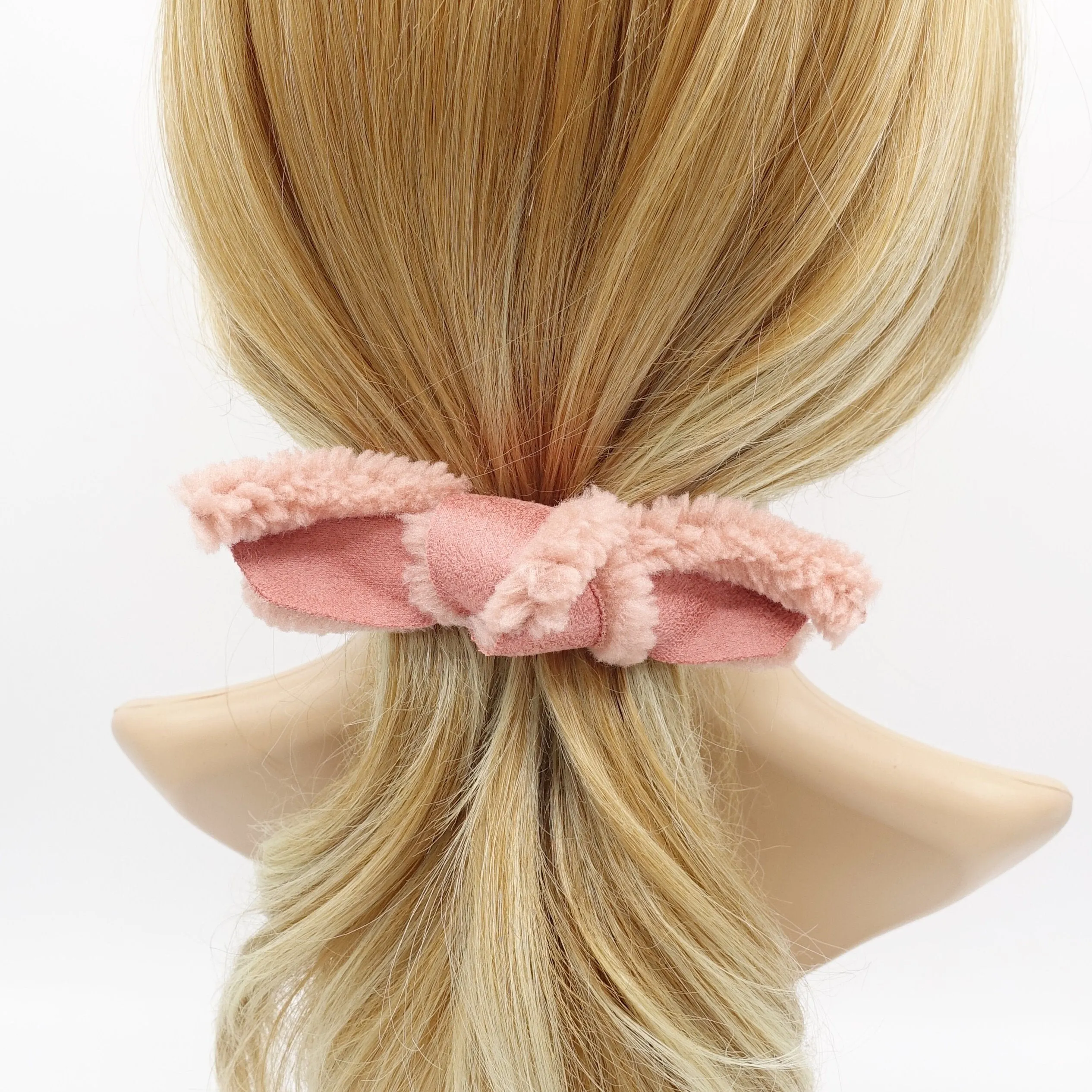 sherpa hair bow leather teddy hair bow for women