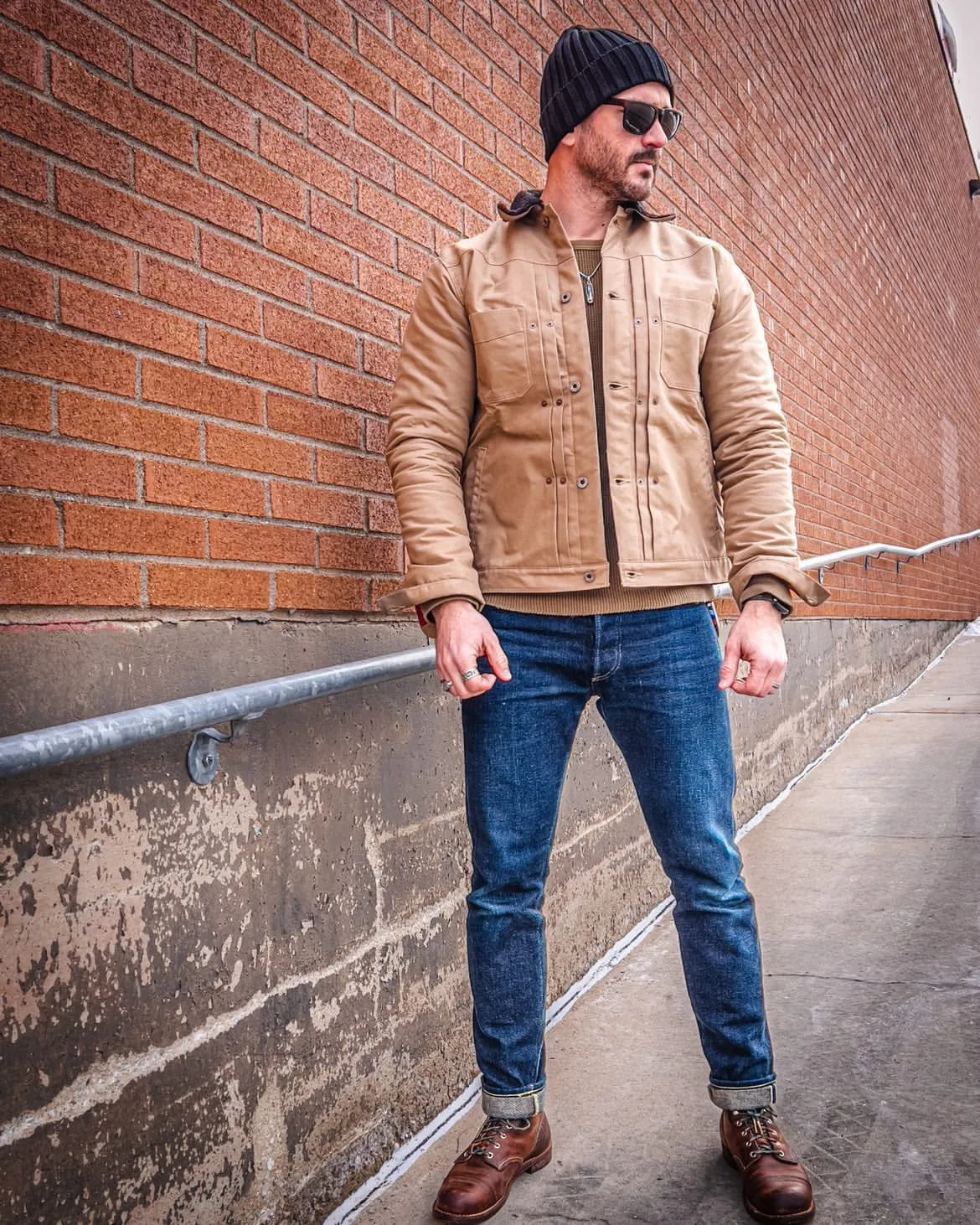 SHERPA LINED WAXED CANVAS TRUCKER JACKET