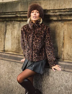 Short Faux Fur Jacket Leopard